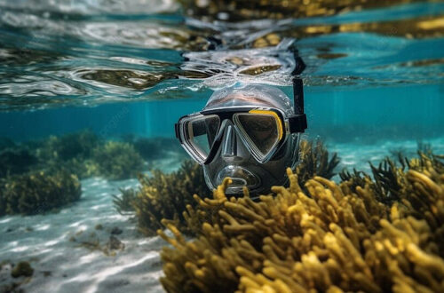 Máscara de snorkel con mini tanque de oxígeno para buceo recreativo